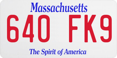 MA license plate 640FK9