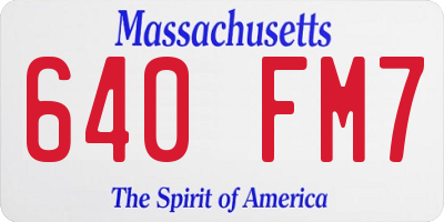 MA license plate 640FM7