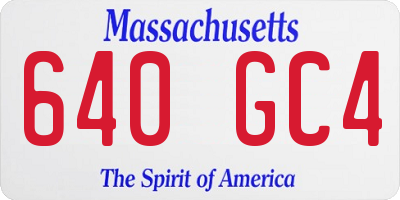 MA license plate 640GC4