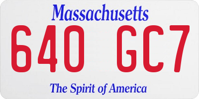 MA license plate 640GC7