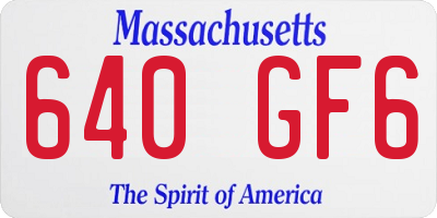 MA license plate 640GF6