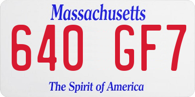 MA license plate 640GF7