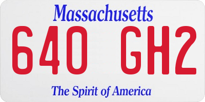 MA license plate 640GH2