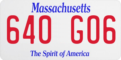 MA license plate 640GO6
