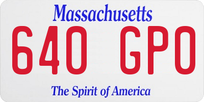 MA license plate 640GP0