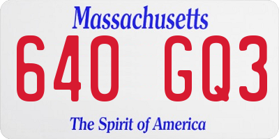 MA license plate 640GQ3