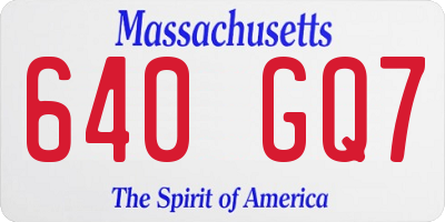 MA license plate 640GQ7