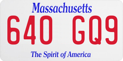 MA license plate 640GQ9