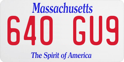 MA license plate 640GU9