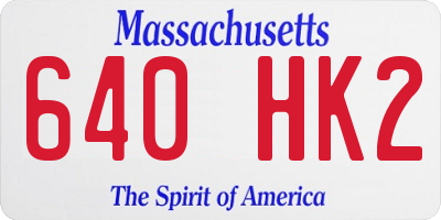 MA license plate 640HK2