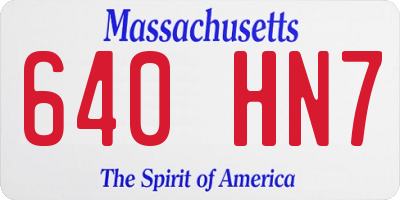 MA license plate 640HN7
