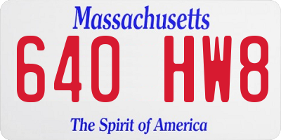 MA license plate 640HW8