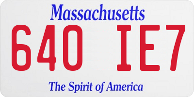 MA license plate 640IE7
