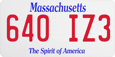 MA license plate 640IZ3