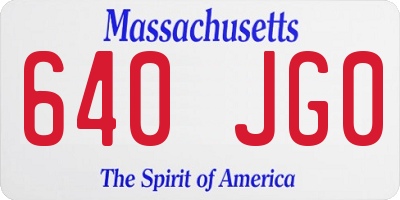 MA license plate 640JG0