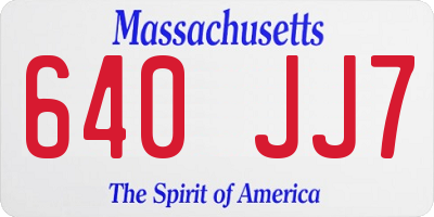 MA license plate 640JJ7