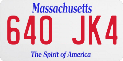 MA license plate 640JK4