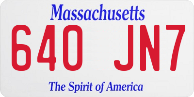 MA license plate 640JN7