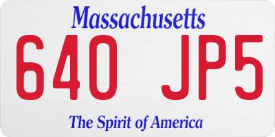 MA license plate 640JP5