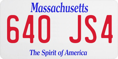 MA license plate 640JS4