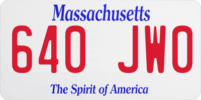 MA license plate 640JW0