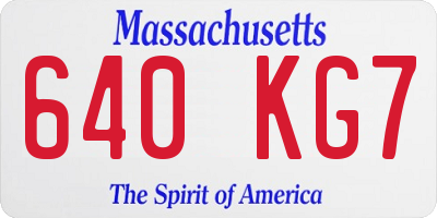 MA license plate 640KG7