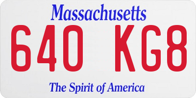 MA license plate 640KG8