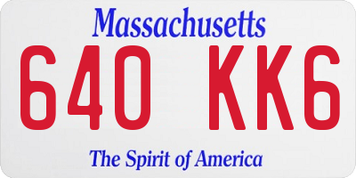 MA license plate 640KK6