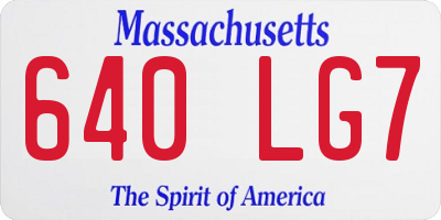 MA license plate 640LG7
