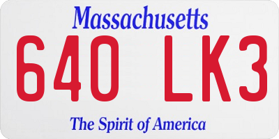 MA license plate 640LK3