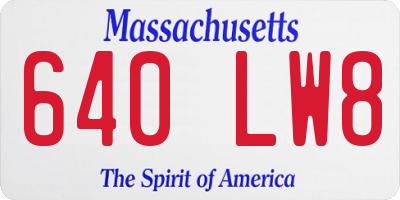 MA license plate 640LW8