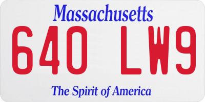 MA license plate 640LW9