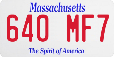 MA license plate 640MF7