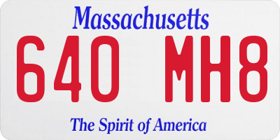MA license plate 640MH8