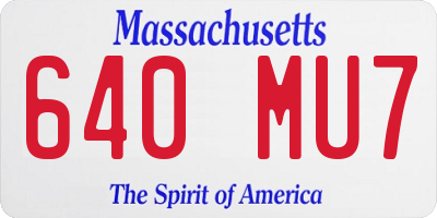 MA license plate 640MU7