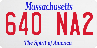 MA license plate 640NA2