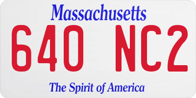 MA license plate 640NC2