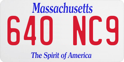 MA license plate 640NC9