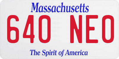 MA license plate 640NE0