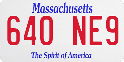 MA license plate 640NE9