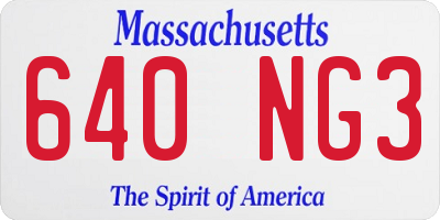 MA license plate 640NG3