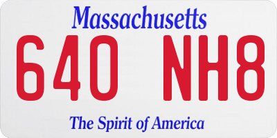 MA license plate 640NH8