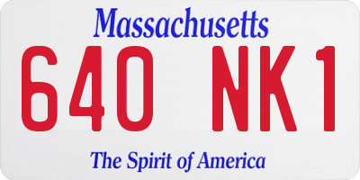 MA license plate 640NK1