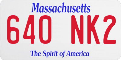 MA license plate 640NK2