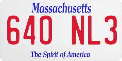 MA license plate 640NL3