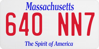 MA license plate 640NN7
