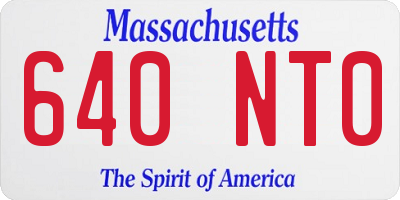 MA license plate 640NT0