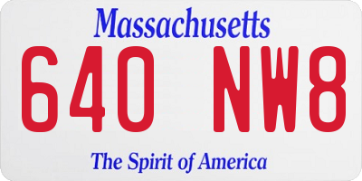 MA license plate 640NW8
