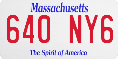 MA license plate 640NY6