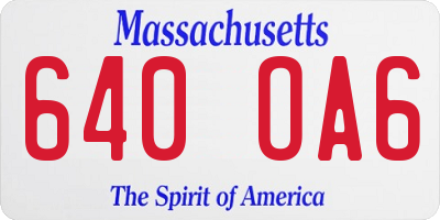 MA license plate 640OA6